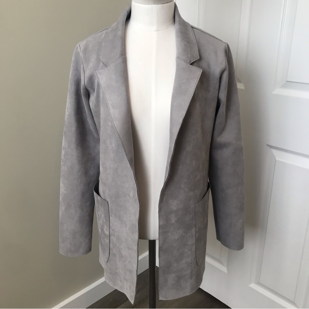Grey Women’s Open Long Grey Blazer w Pockets